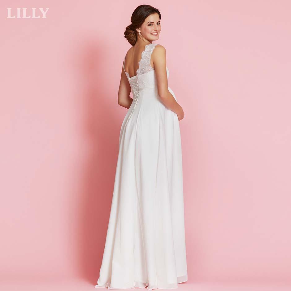 Enkel cremefarvet satin brudekjole